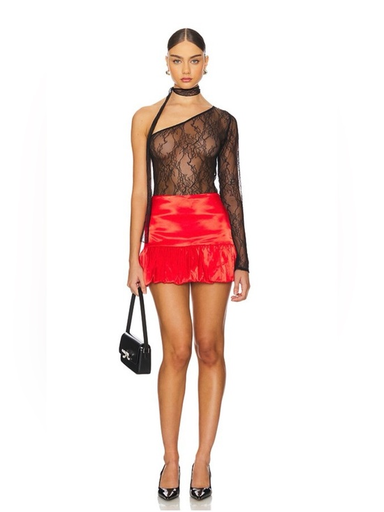 More To Come Dresses & Skirts - MORE TO COME Red Satin Bubble Hem Mini Skirt XXS NWT